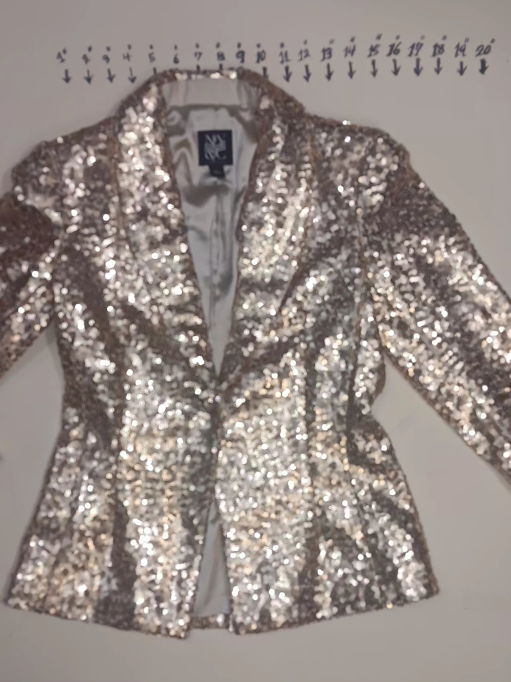 NY Collection Rose Gold Sequin Blazer